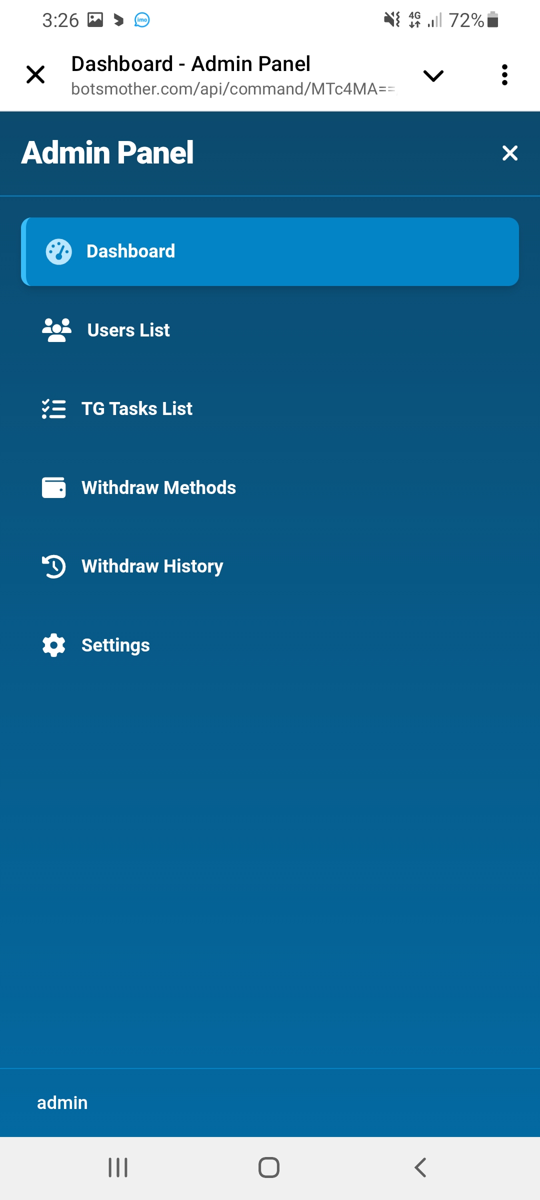 Monetag এডমিন প্যানেল স্ক্রিনশট ২