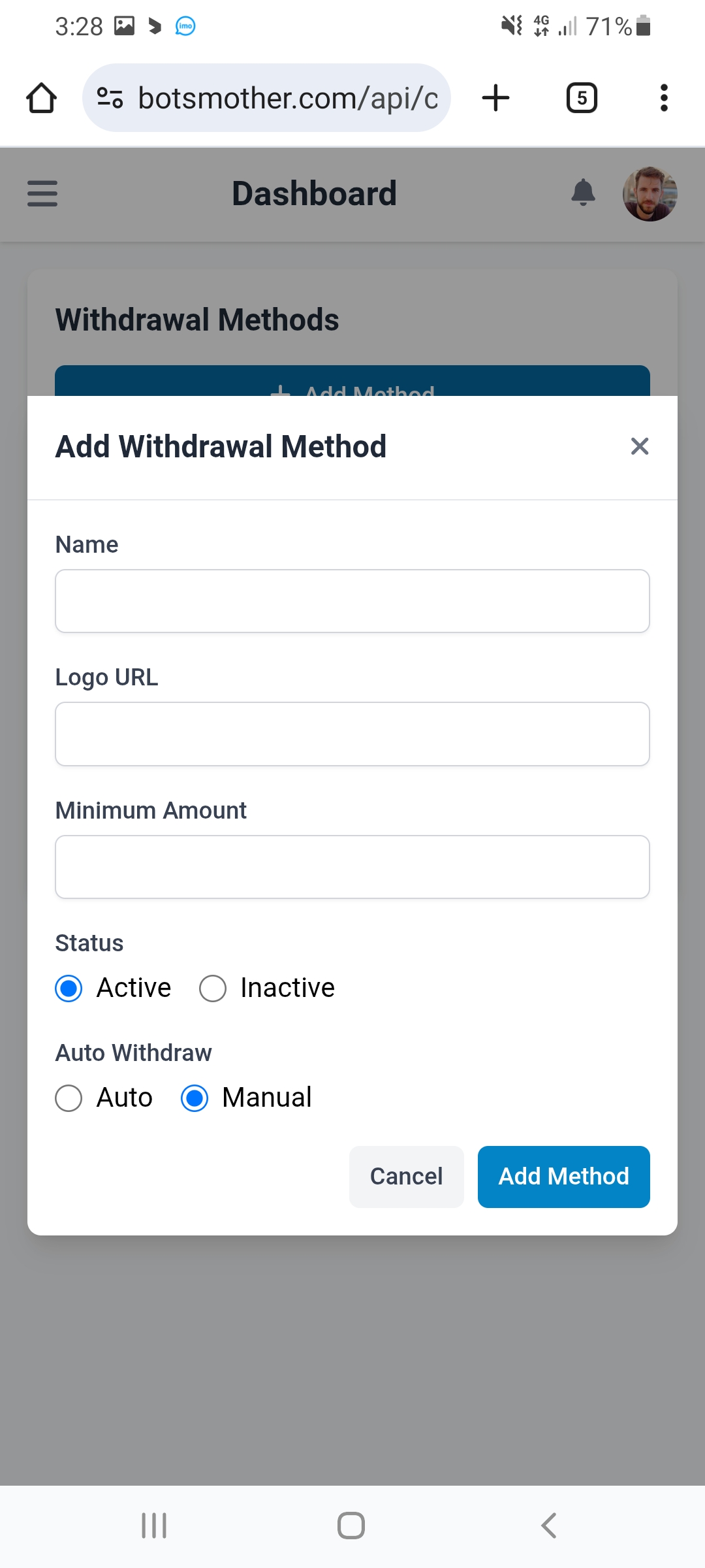 Monetag এডমিন প্যানেল স্ক্রিনশট ৫