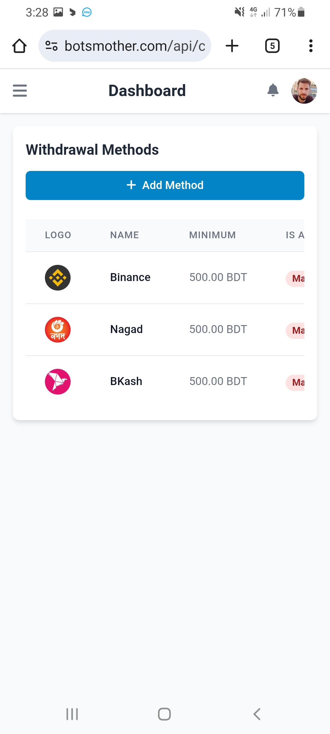 Monetag এডমিন প্যানেল স্ক্রিনশট ৬